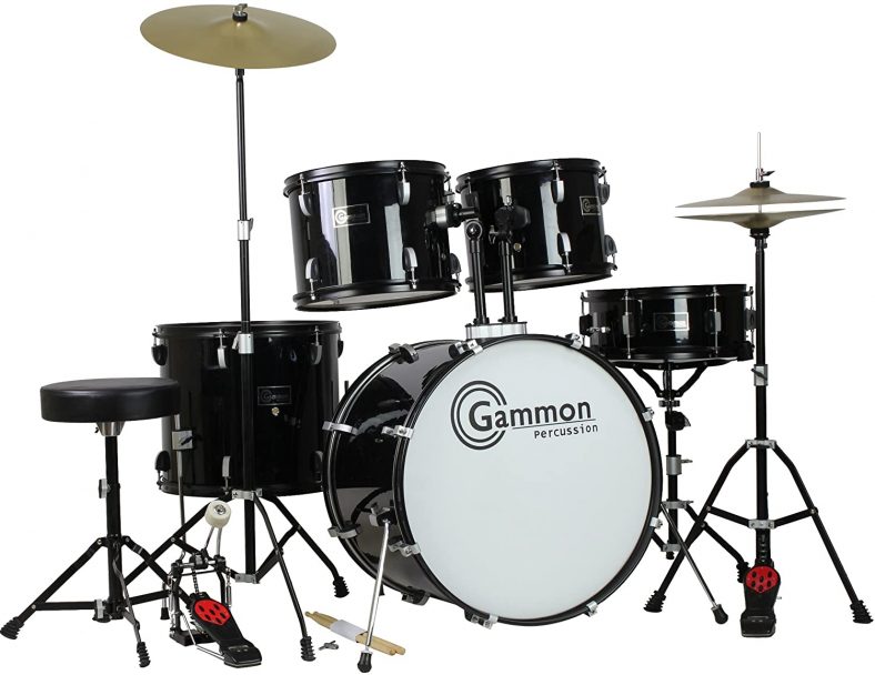 Gammon Percussion Full Size Complete Adult 5 Piece Drum Set